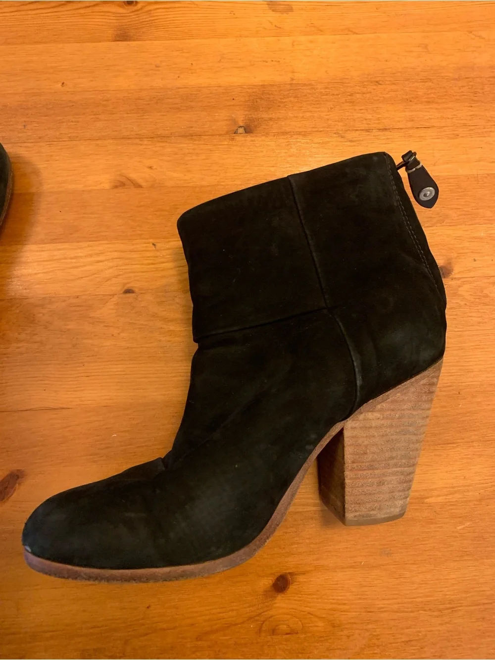 Rag & Bone Black Suede Women's Ankle Booties with Stacked Heel